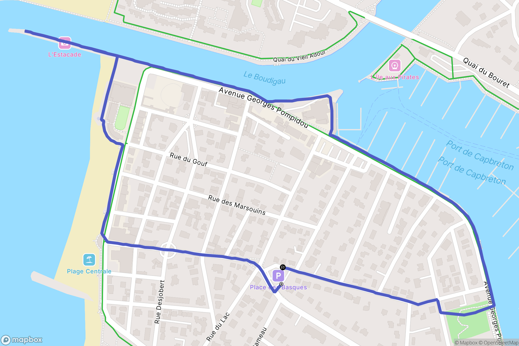 Capbreton : carte du parcours de randonnée - France