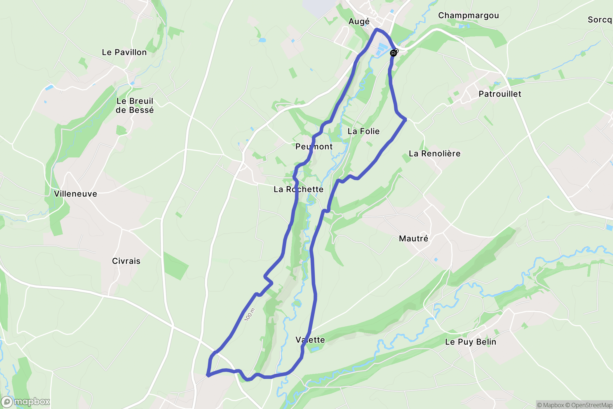 Auge : carte du parcours de randonnée - France