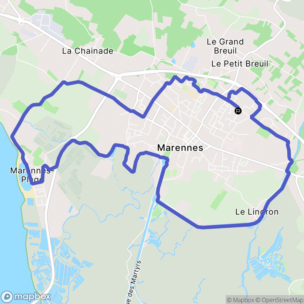Marennes-Hiers-Brouage : carte du parcours de randonnée - France