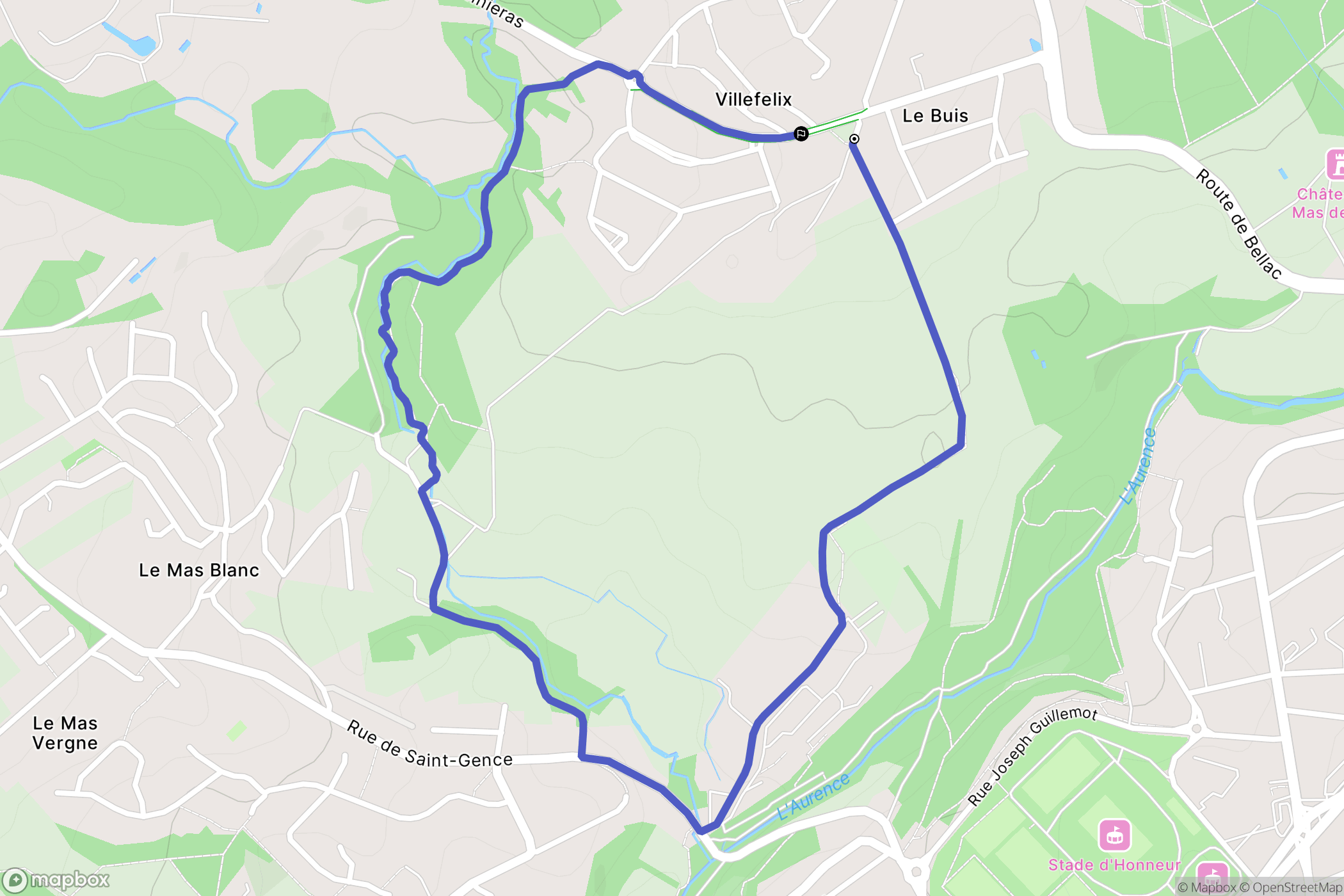 Couzeix : carte du parcours de randonnée - France