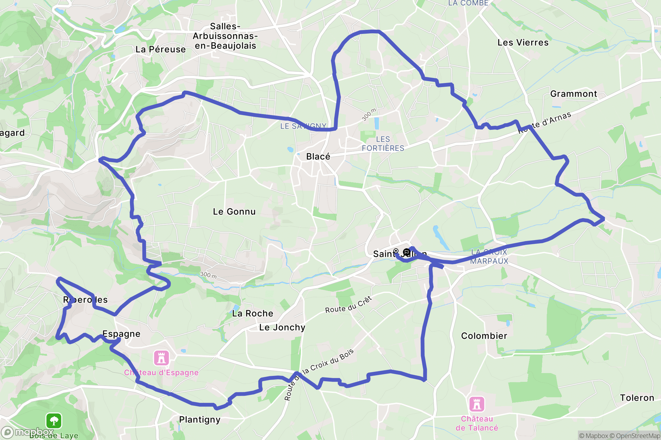 Saint-Julien : carte du parcours de randonnée - France