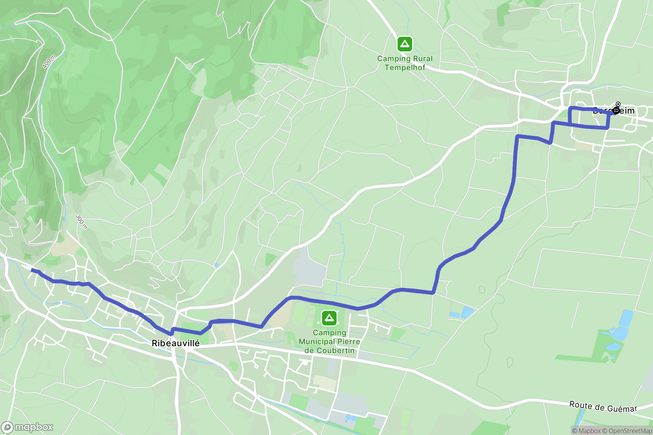Bergheim : carte du parcours de randonnée - France