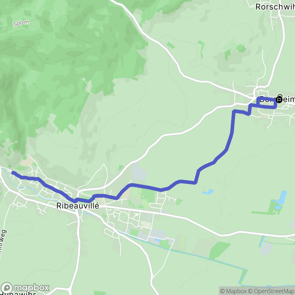 Bergheim : carte du parcours de randonnée - France