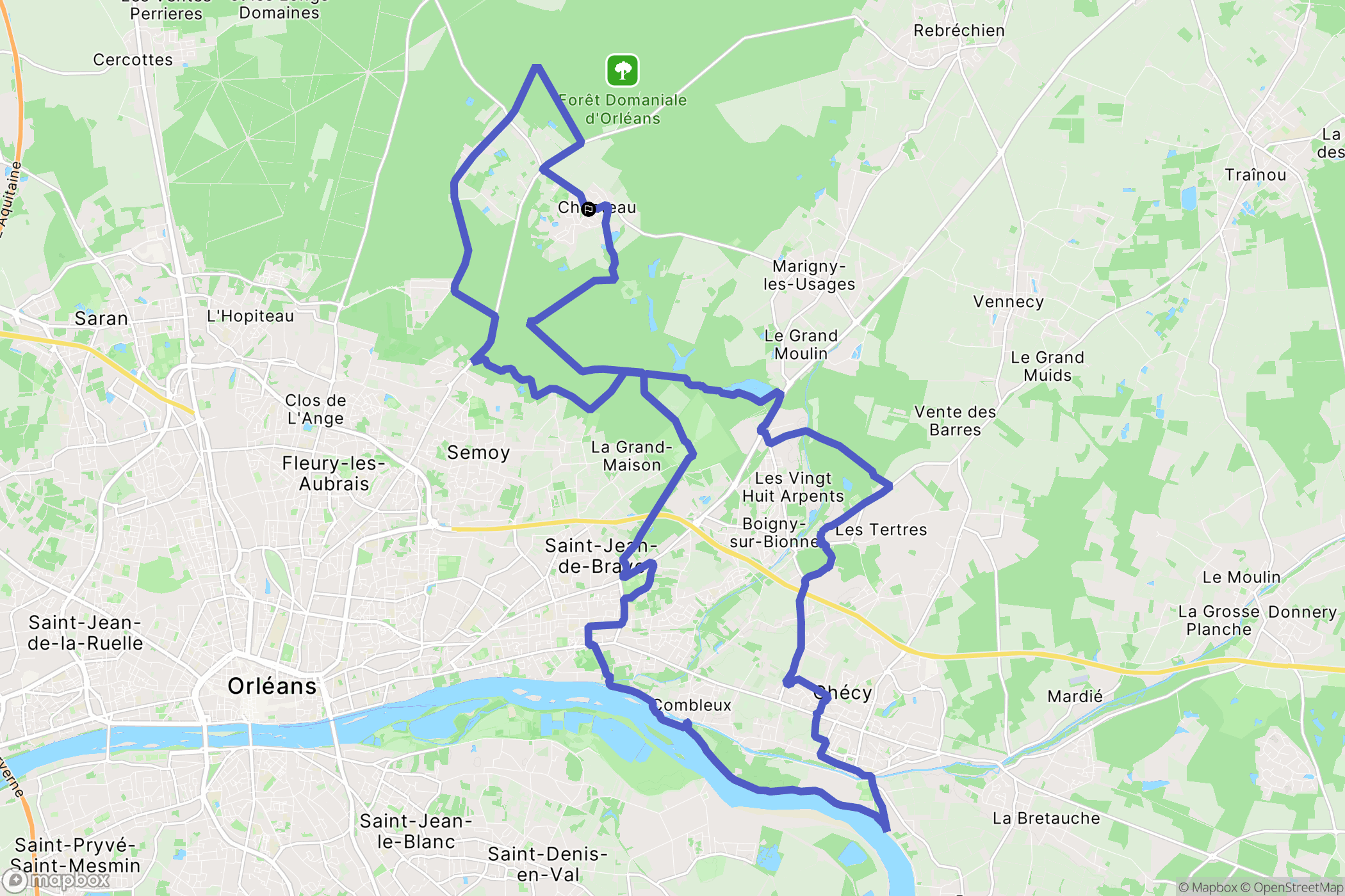 Chanteau : carte du parcours de randonnée - France