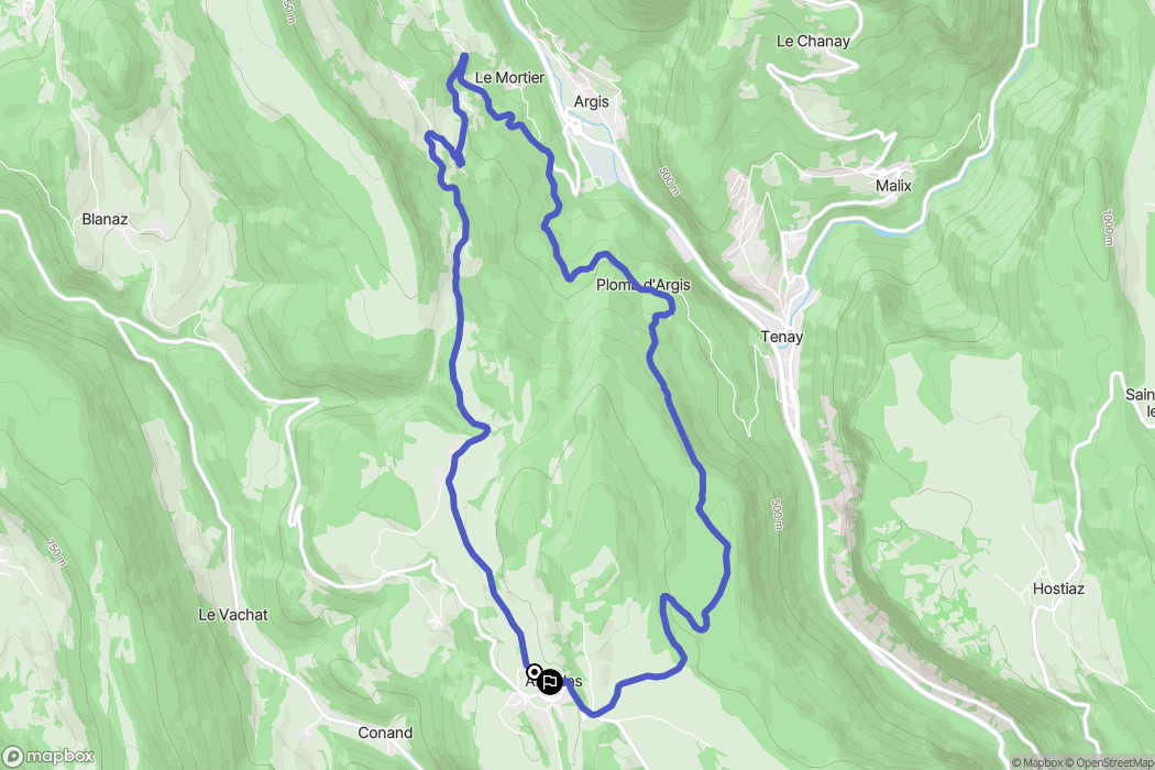 Arandas : carte du parcours de randonnée - France