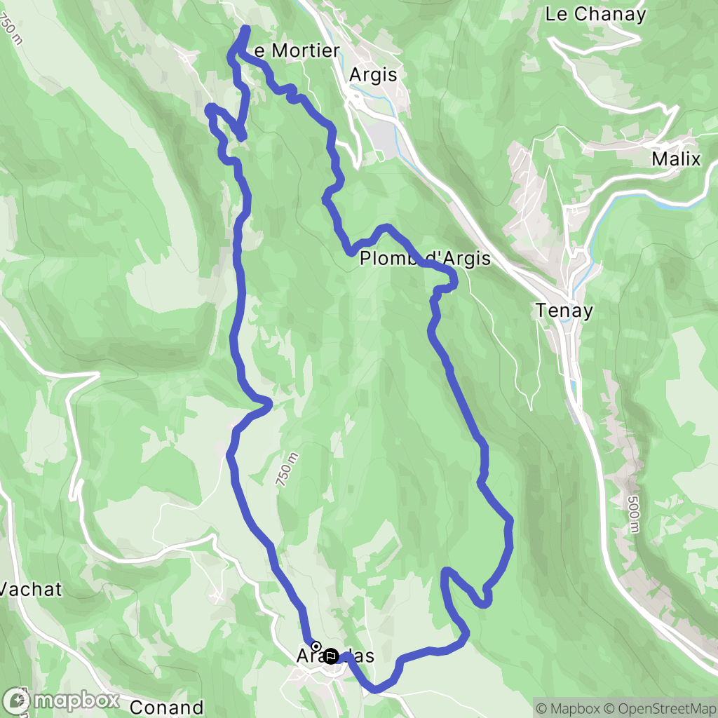 Arandas : carte du parcours de randonnée - France