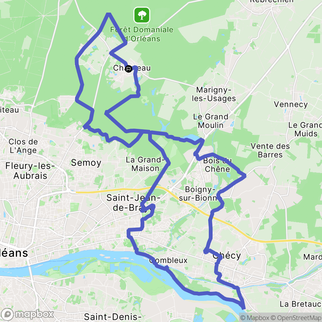 Chanteau : carte du parcours de randonnée - France
