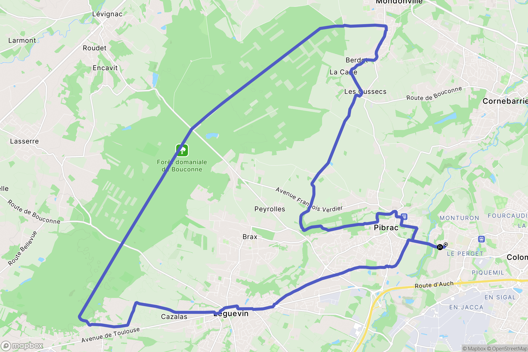 Colomiers : carte du parcours de randonnée - France