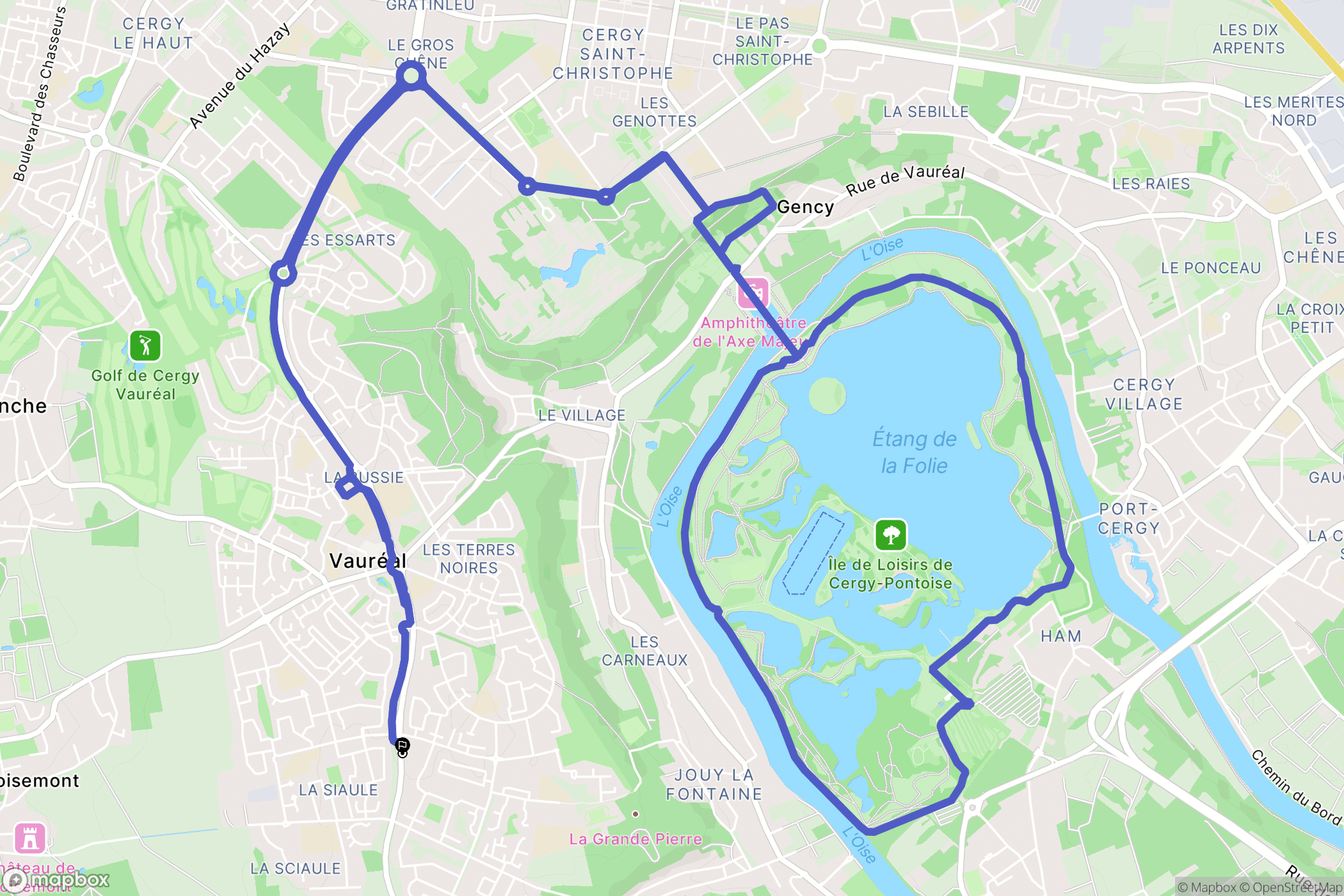 Vauréal : carte du parcours de randonnée - France