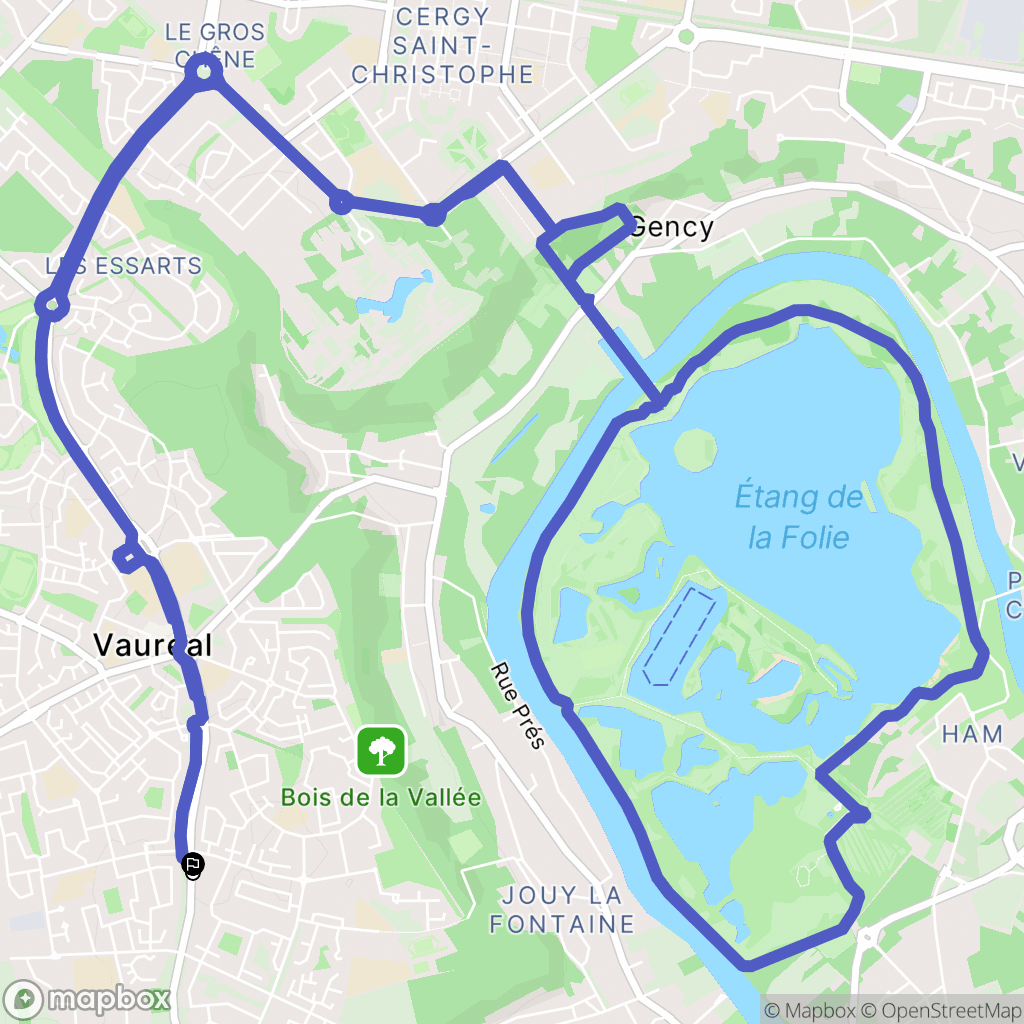 Vauréal : carte du parcours de randonnée - France