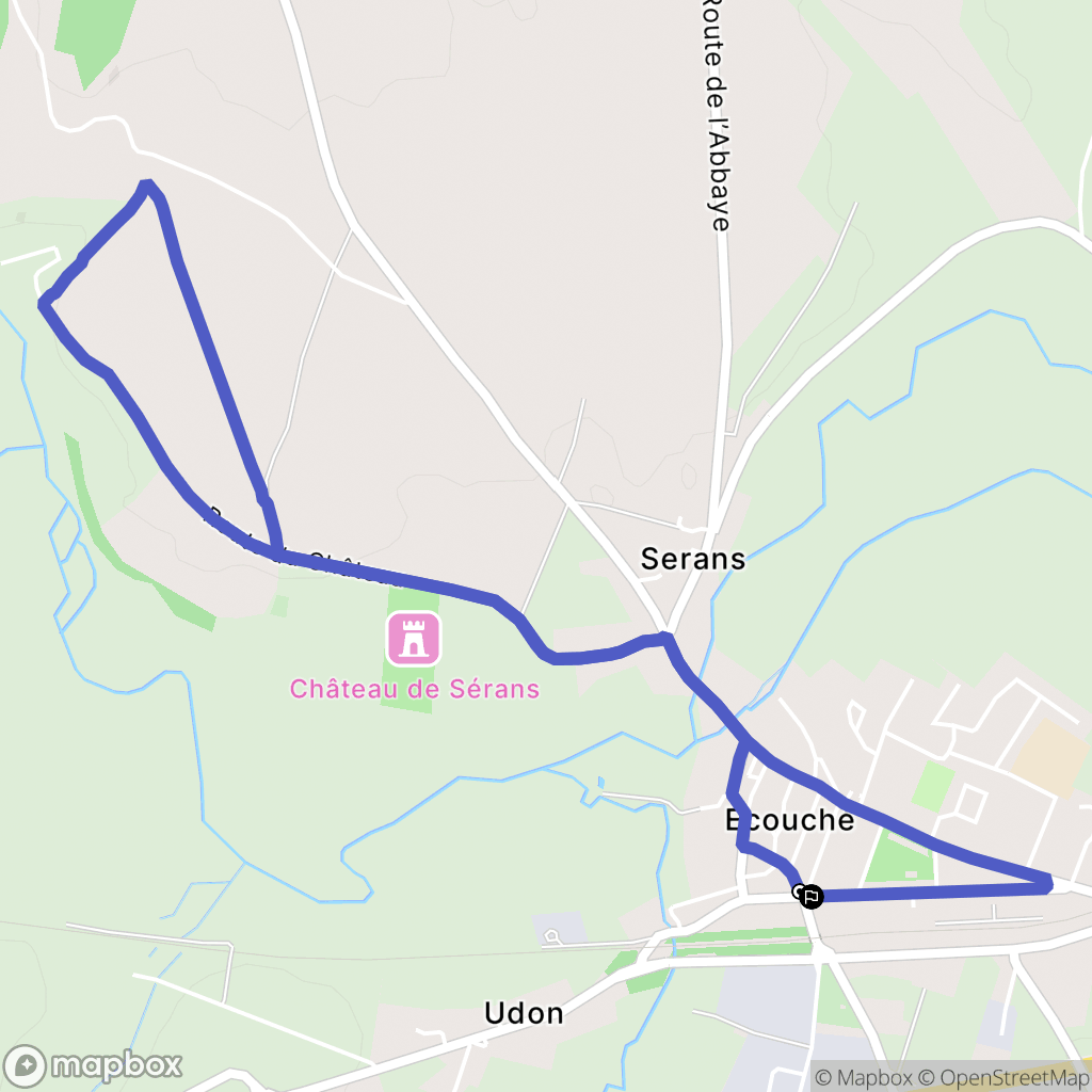 Écouché-les-Vallées : carte du parcours de randonnée - France