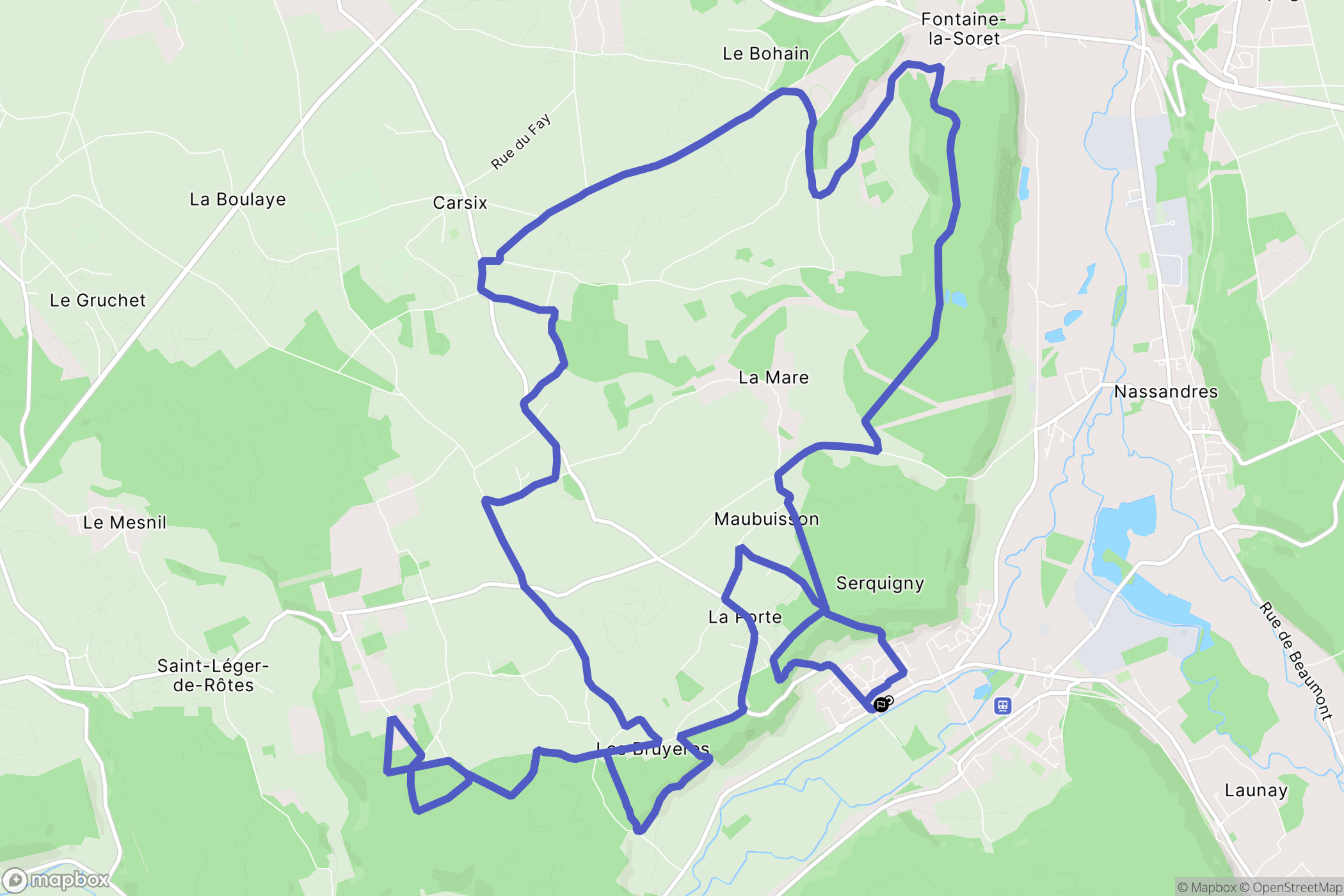 Serquigny : carte du parcours de randonnée - France