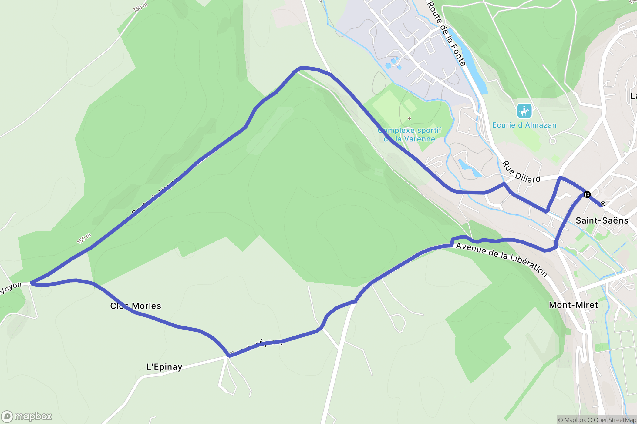 Saint-Saëns : carte du parcours de randonnée - France