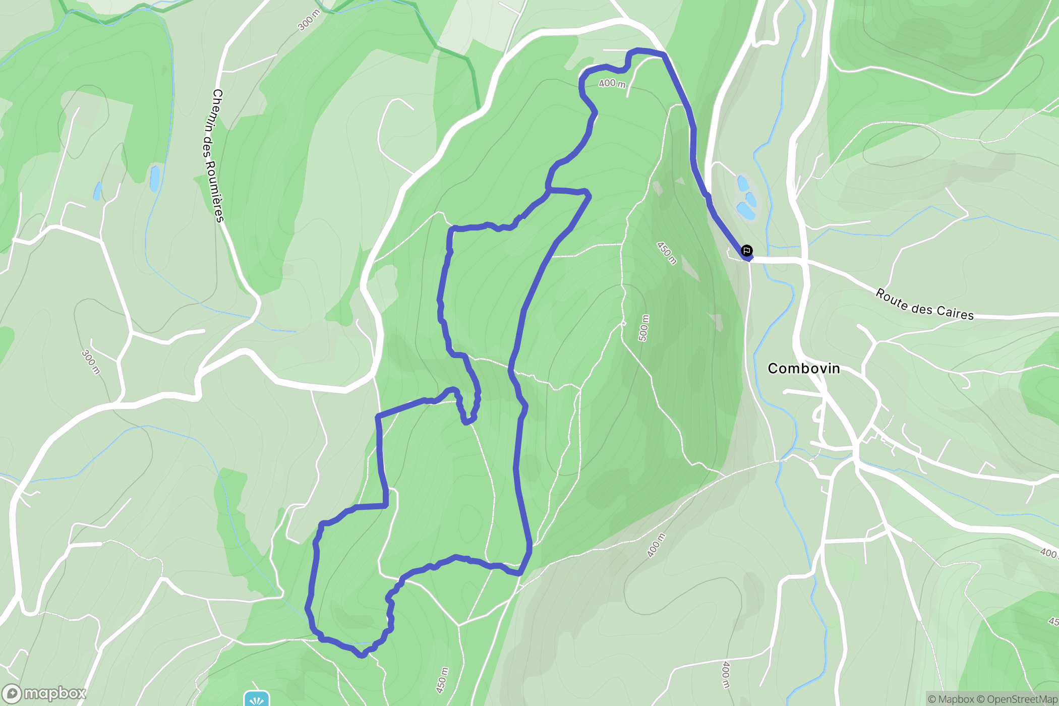 Combovin : carte du parcours de randonnée - France