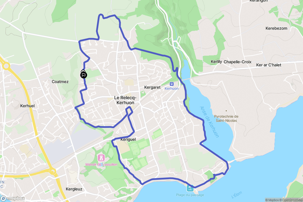 Le Relecq Kerhuon : carte du parcours de randonnée - France
