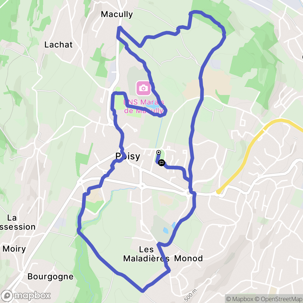 Poisy : carte du parcours de randonnée - France