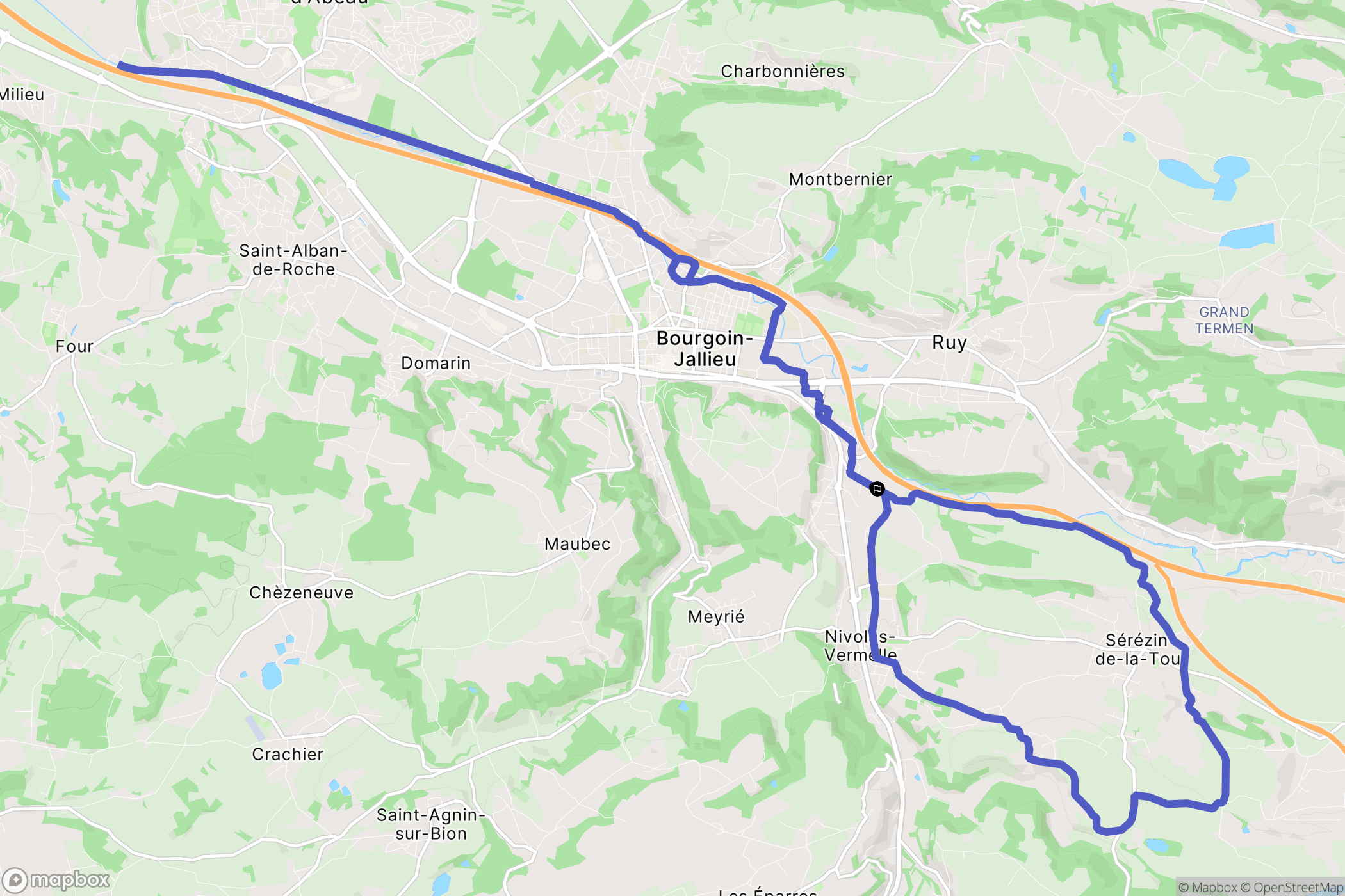 Bourgoin Jailleu : carte du parcours de randonnée - France