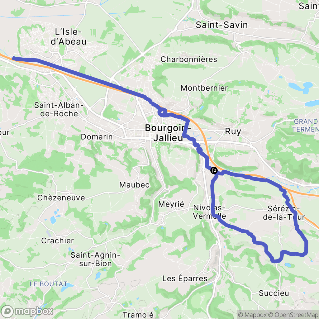 Bourgoin Jailleu : carte du parcours de randonnée - France