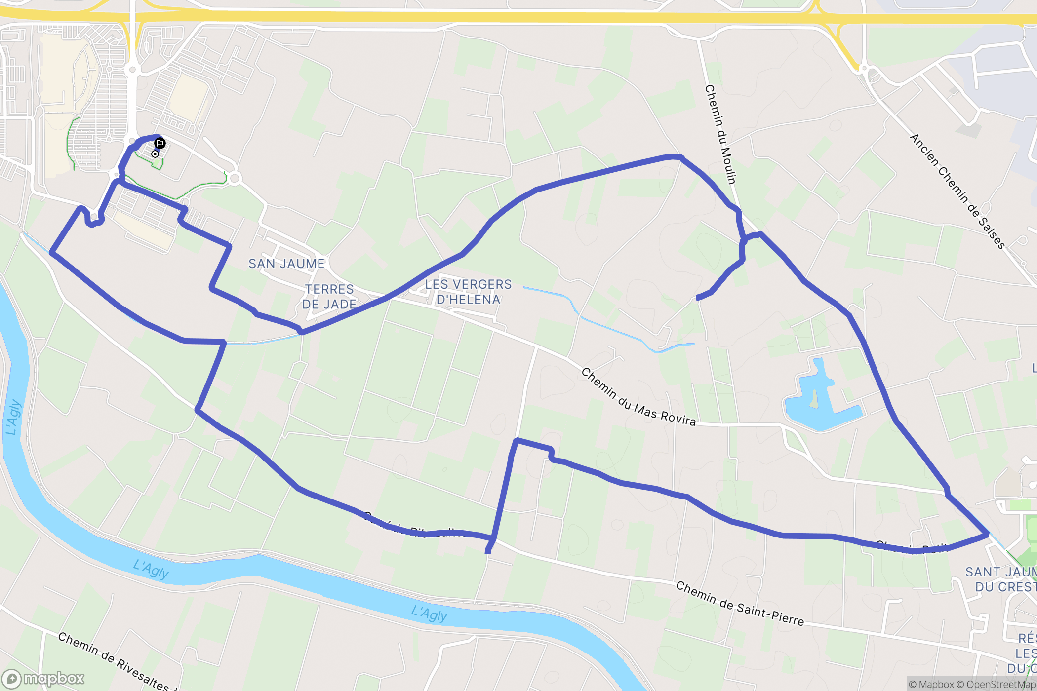 Claira : carte du parcours de randonnée - France