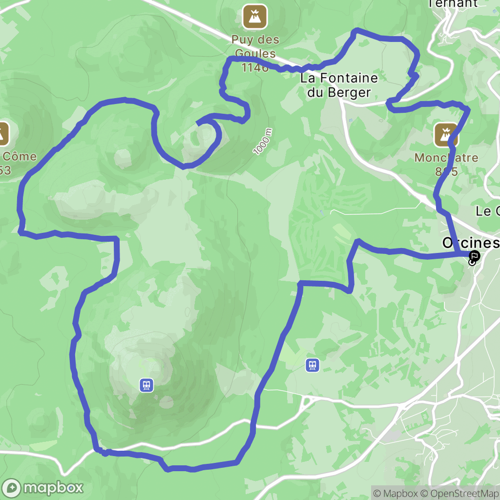 Orcines : carte du parcours de randonnée - France