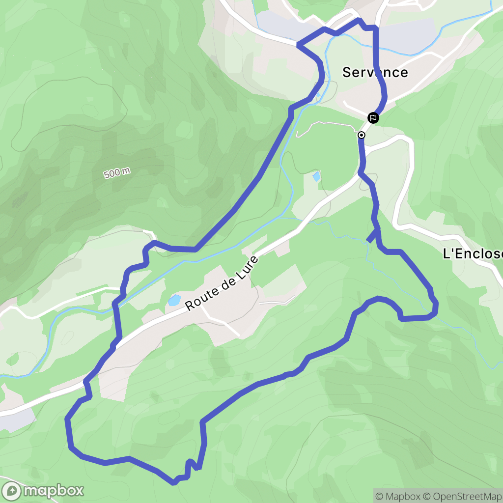 Servance-Miellin : carte du parcours de randonnée - France