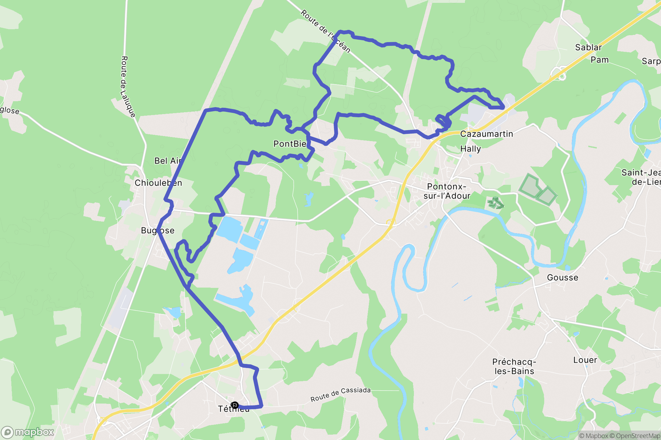 Téthieu : carte du parcours de randonnée - France