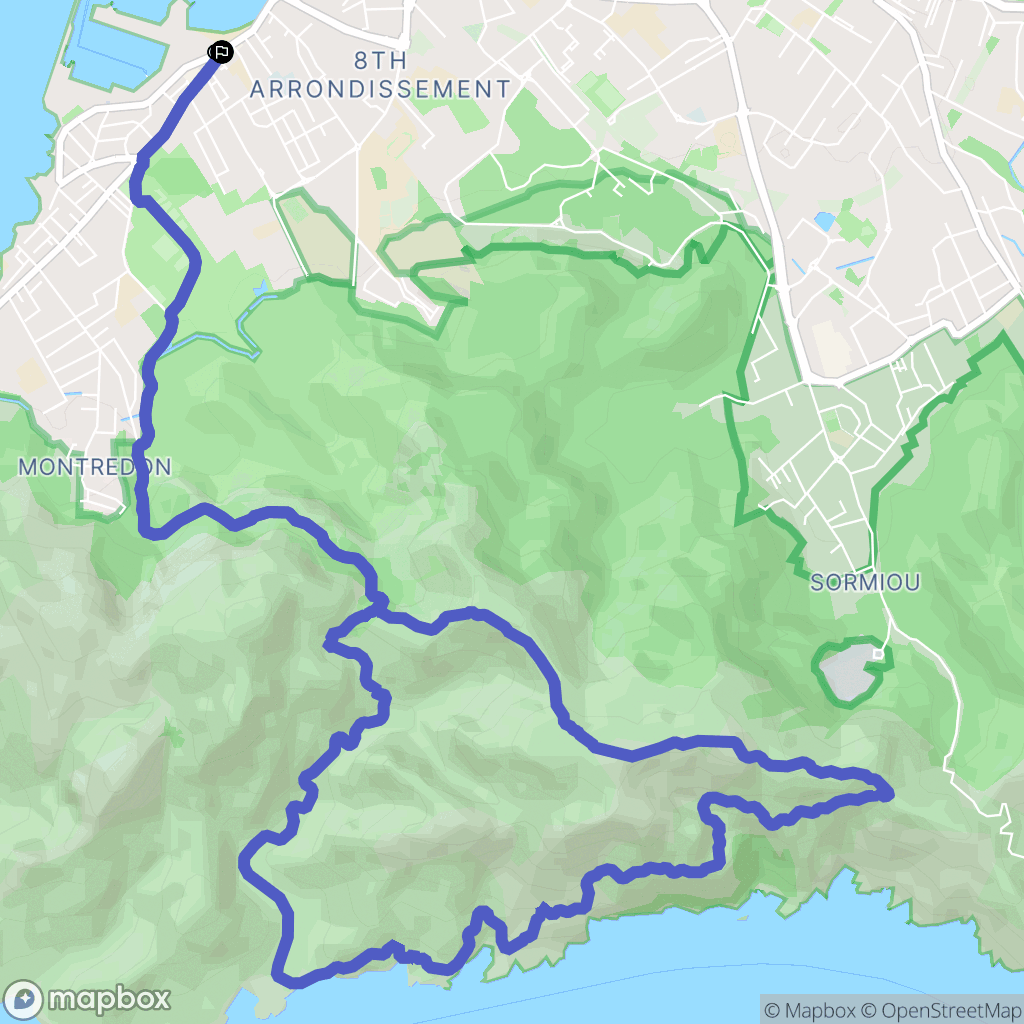 Marseille : carte du parcours de randonnée - France
