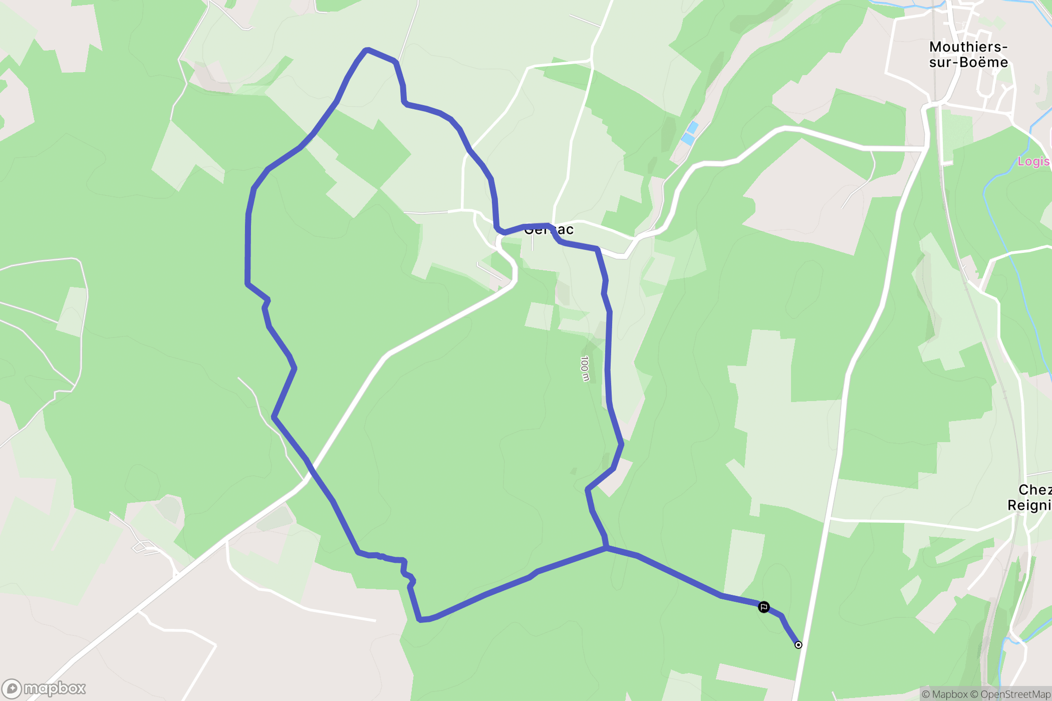Mouthiers-sur-Boëme : carte du parcours de randonnée - France