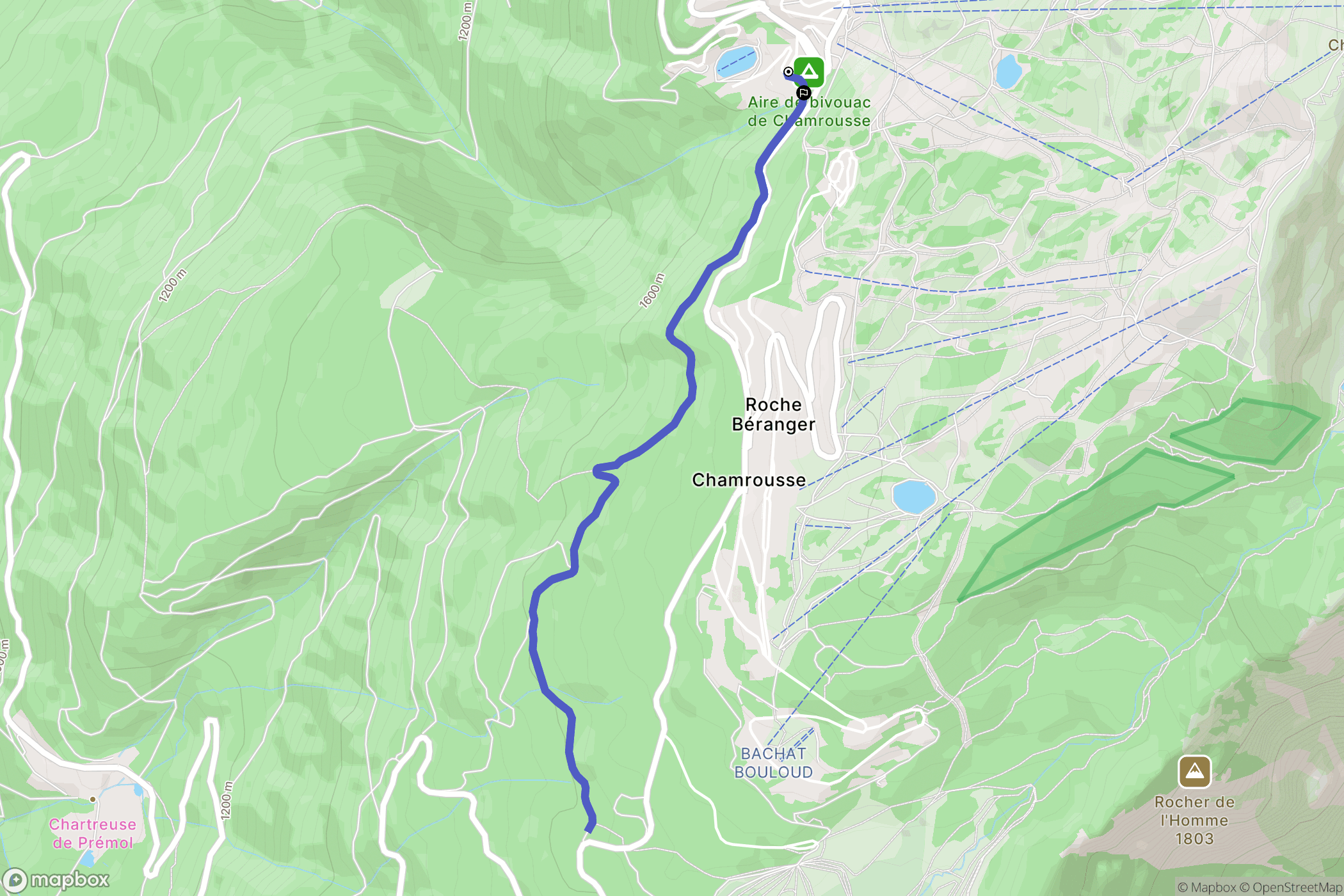 Chamrousse : carte du parcours de randonnée - France