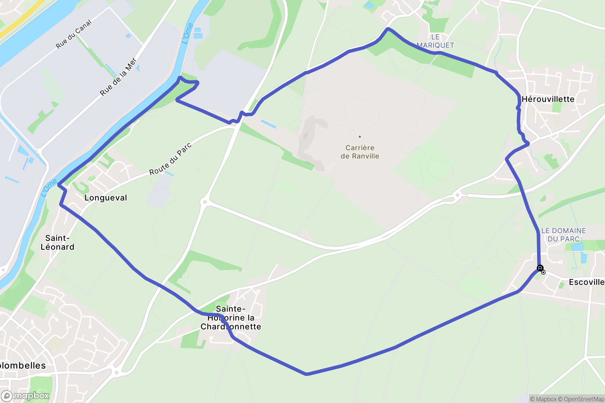 Escoville : carte du parcours de randonnée - France
