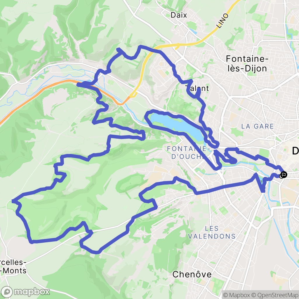 Dijon : carte du parcours de randonnée - France