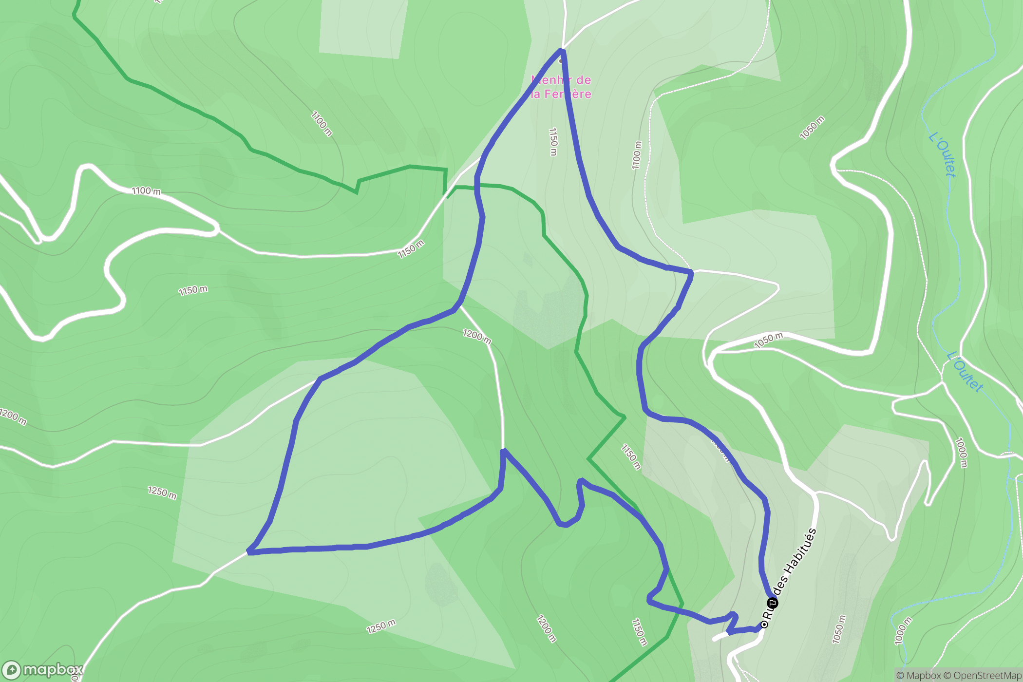 Mont Lozère et Goulet : carte du parcours de randonnée - France