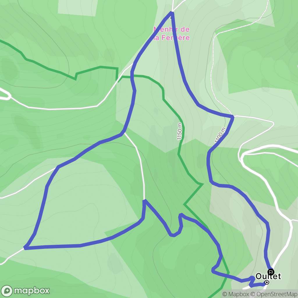Mont Lozère et Goulet : carte du parcours de randonnée - France