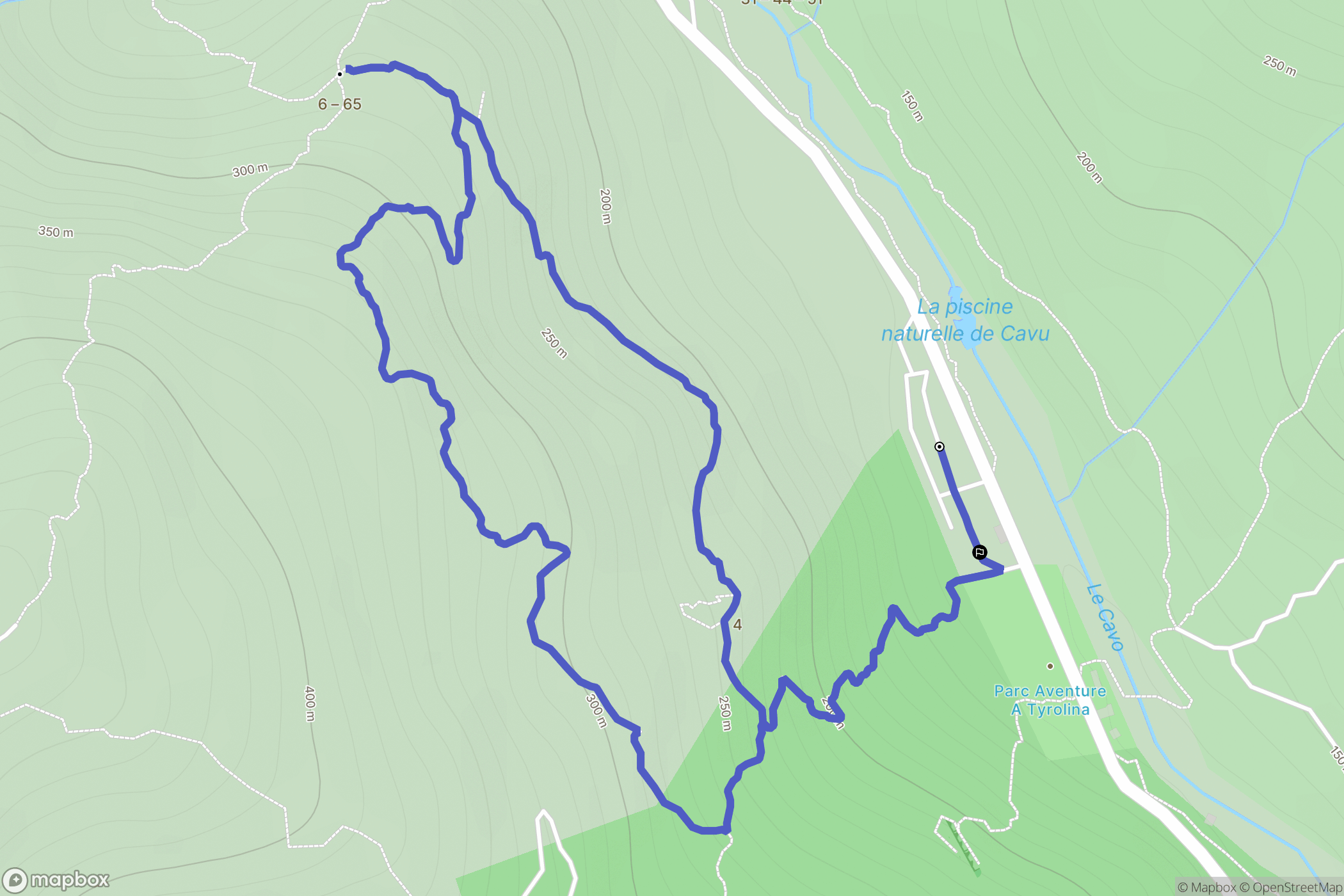 Zonza : carte du parcours de randonnée - France