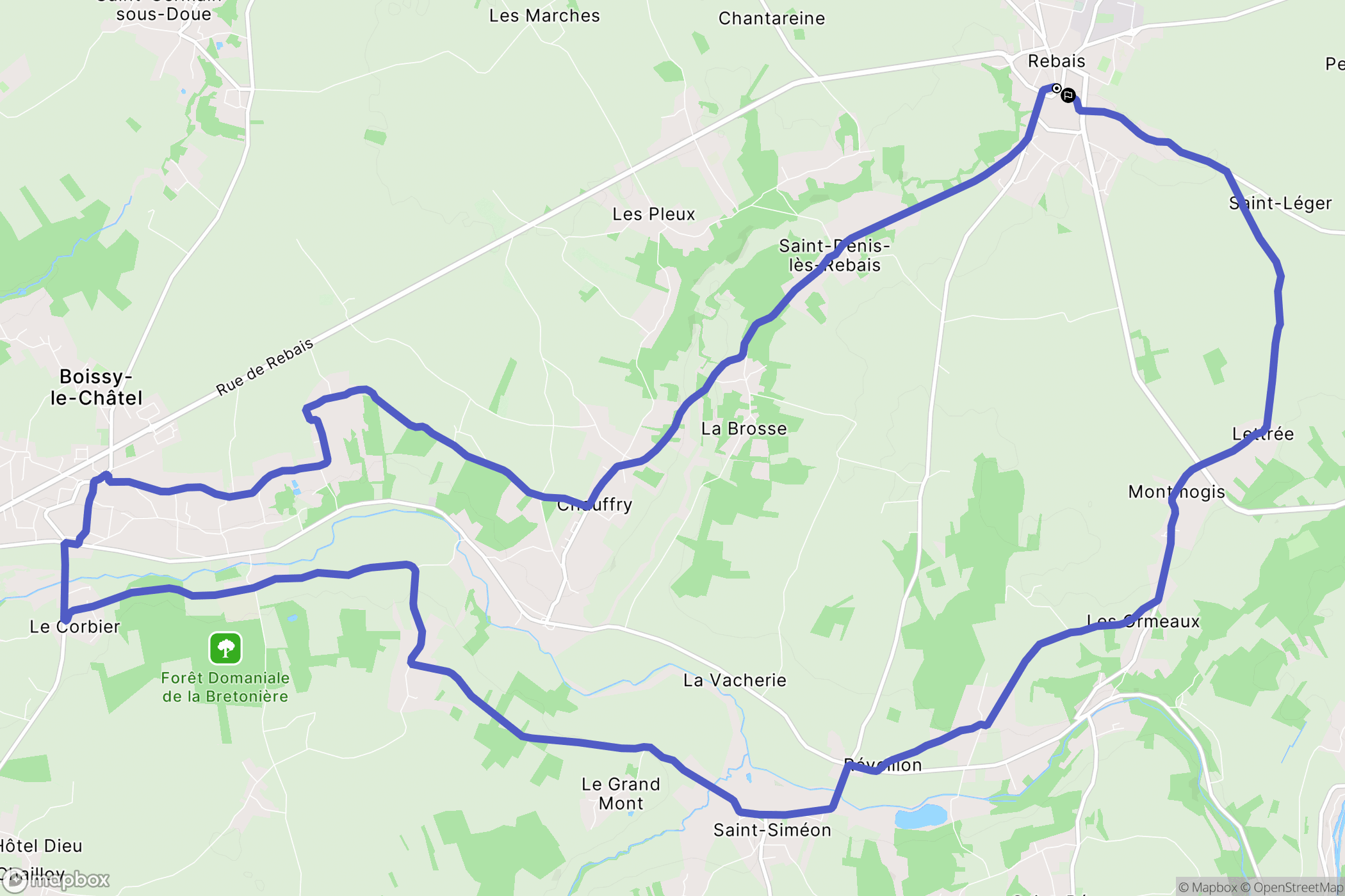 Rebais : carte du parcours de randonnée - France