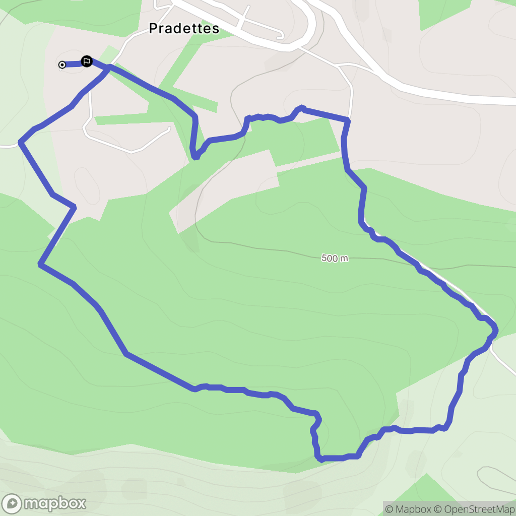 Pradettes : carte du parcours de randonnée - France