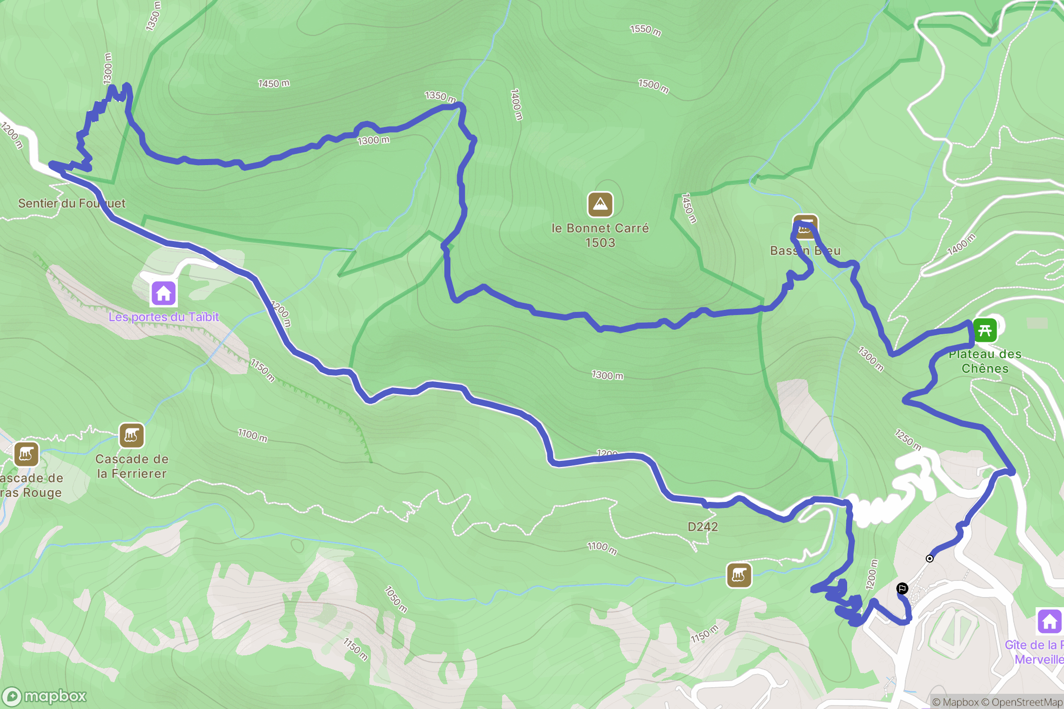 Cilaos : carte du parcours de randonnée - France
