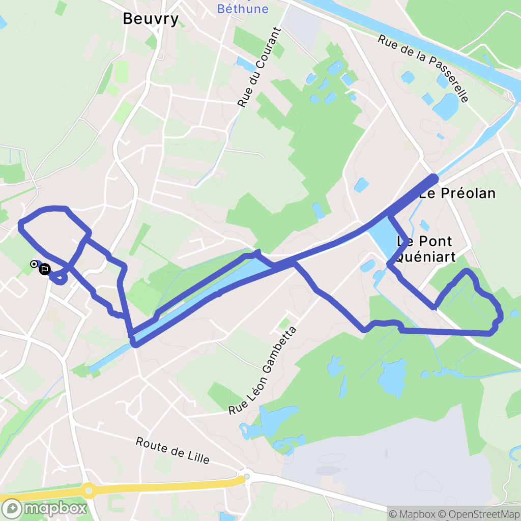 Béthune : carte du parcours de randonnée - France