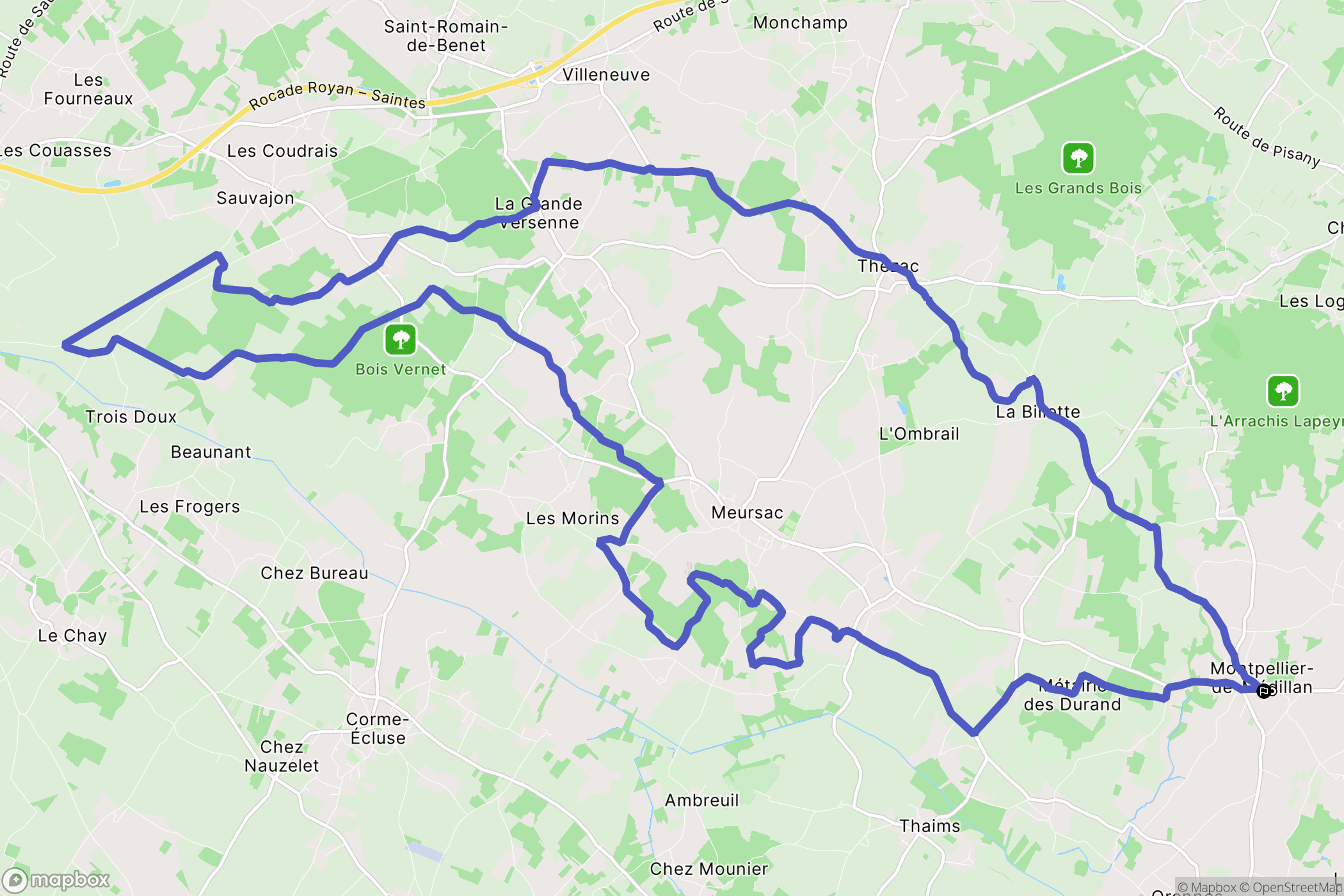 Montpellier-de-Médillan : carte du parcours de randonnée - France