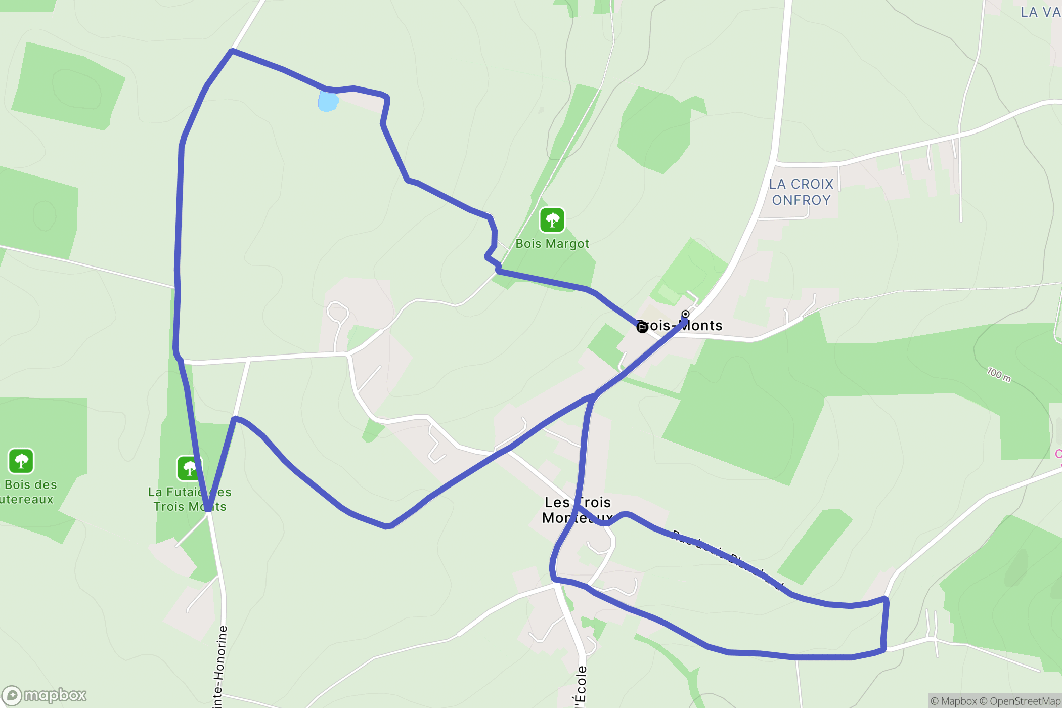 Montillières-sur-Orne : carte du parcours de randonnée - France