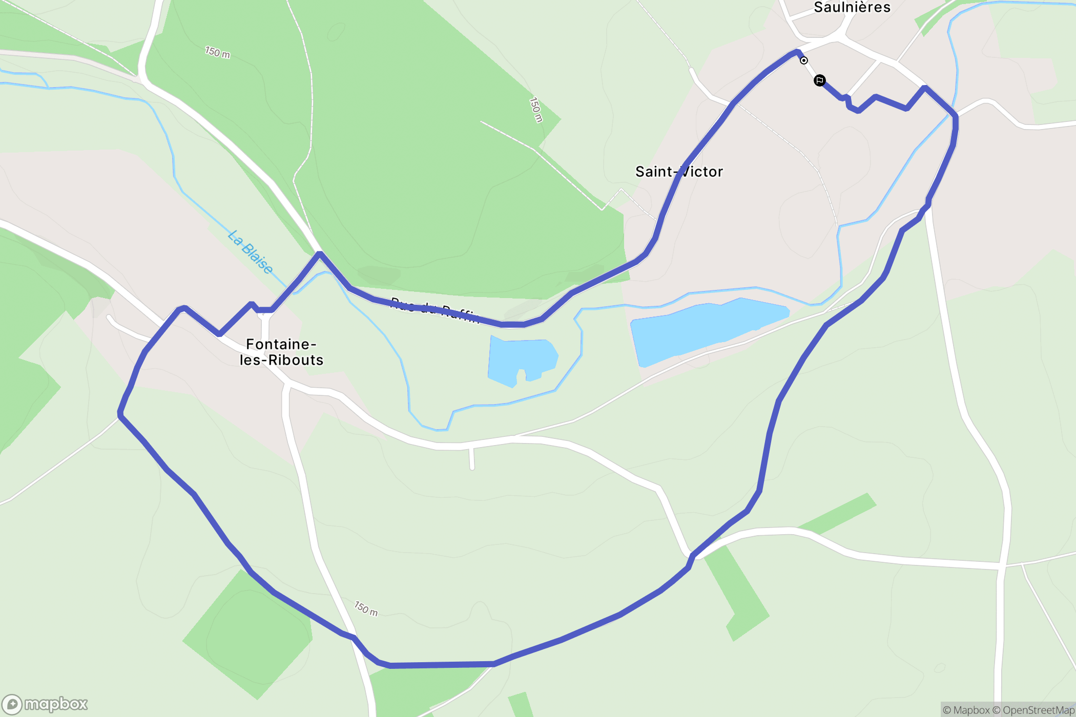 Saulnières : carte du parcours de randonnée - France
