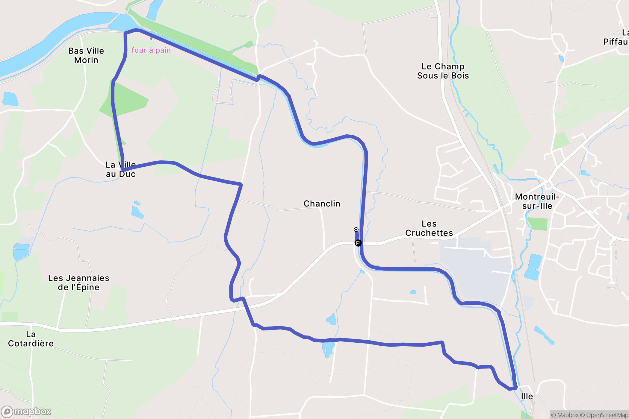Montreuil-sur-Ille : carte du parcours de randonnée - France