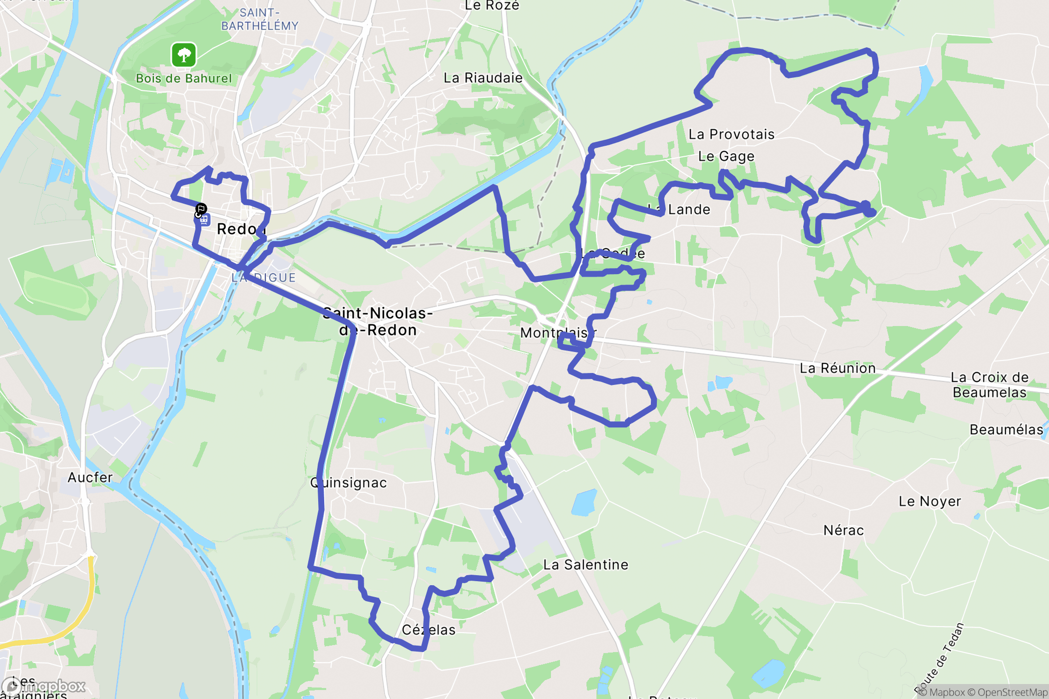 Redon : carte du parcours de randonnée - France