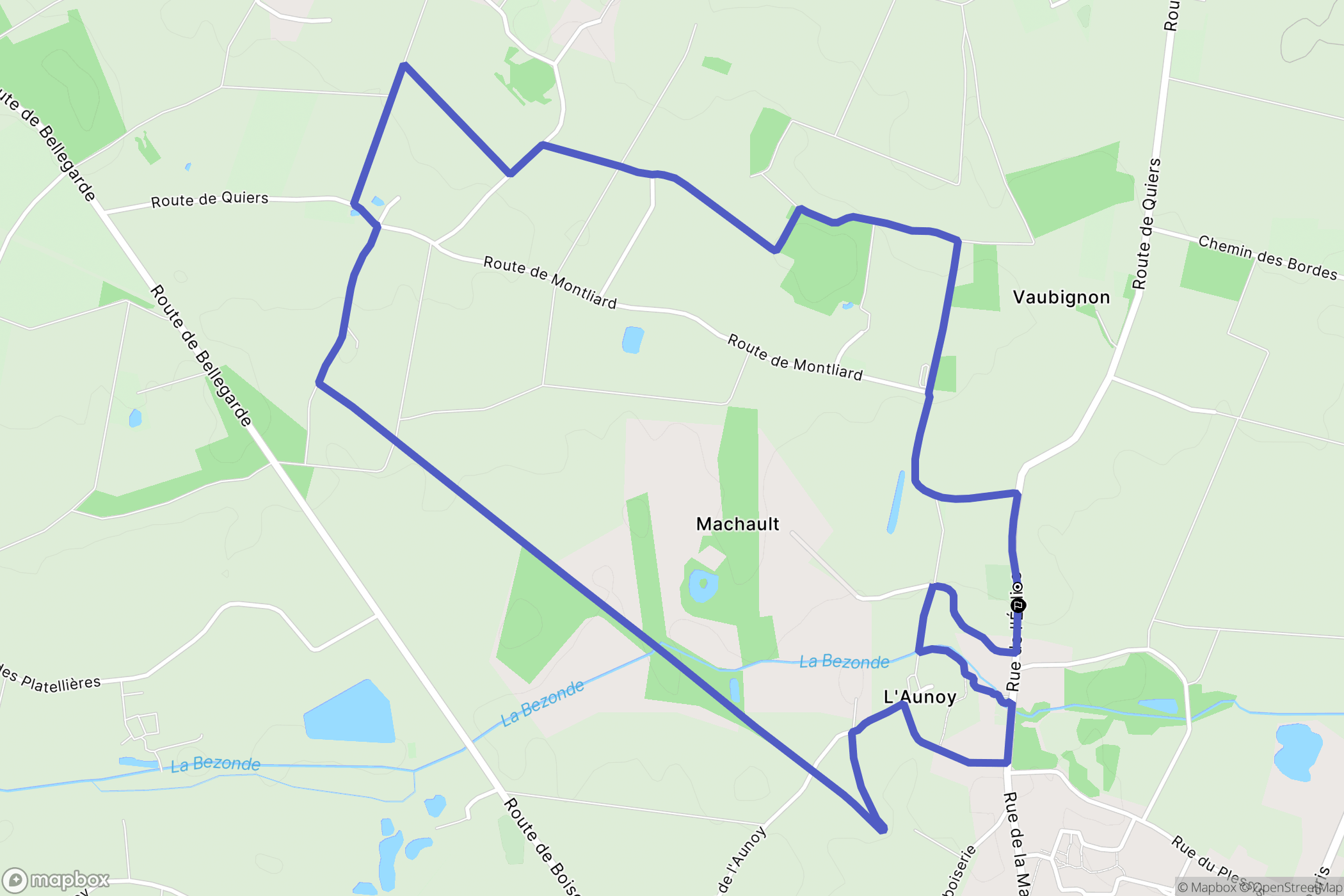 Quiers sur Bézonde : carte du parcours de randonnée - France