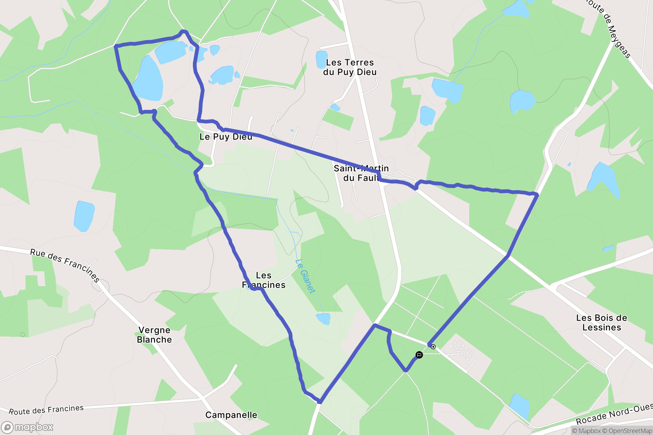 Couzeix : carte du parcours de randonnée - France