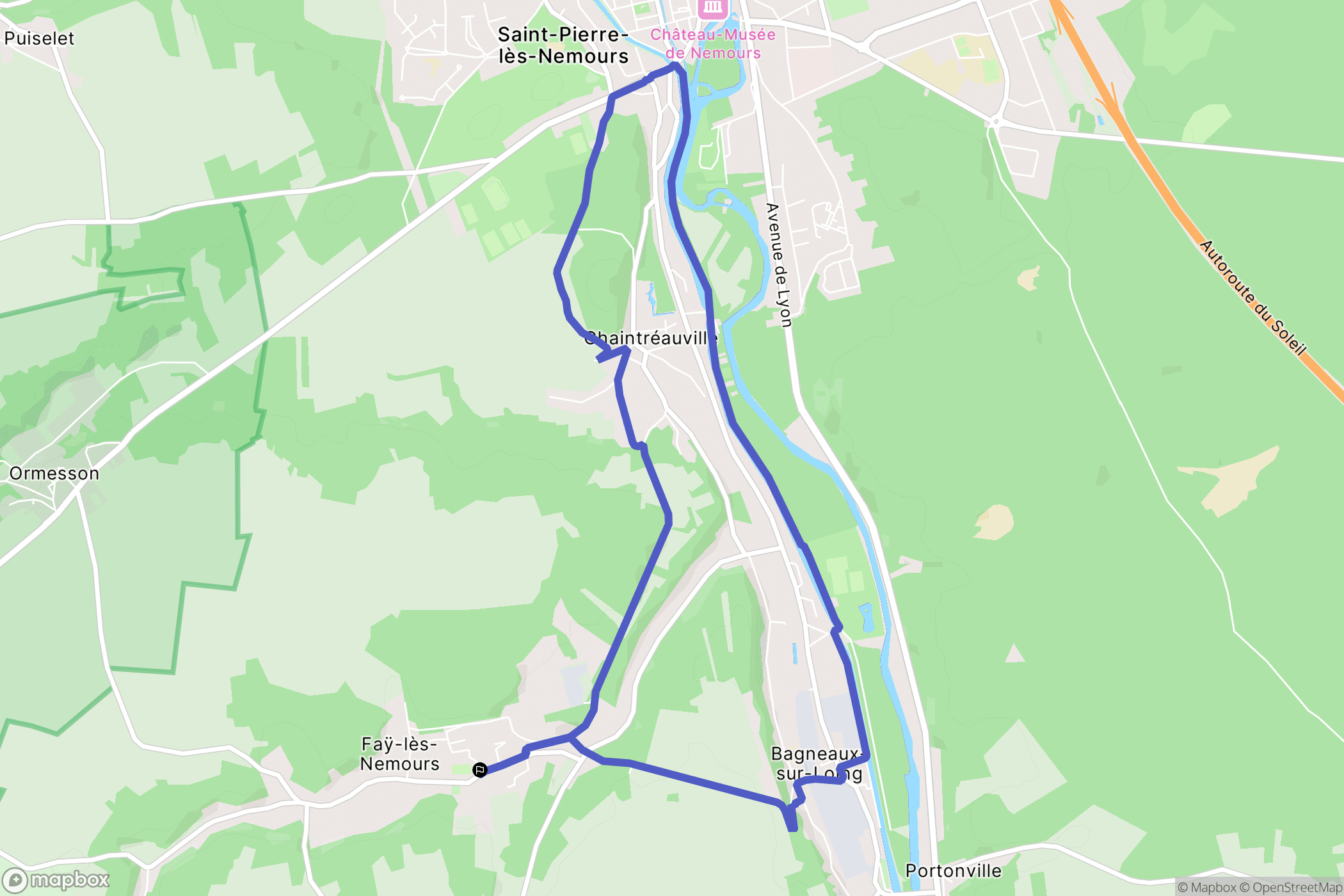 Faÿ-lès-Nemours : carte du parcours de randonnée - France