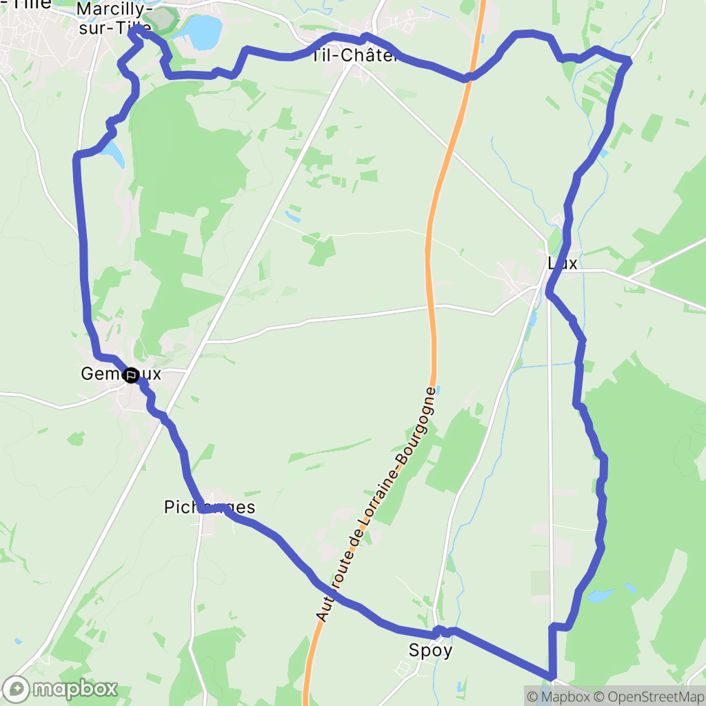 Gemeaux : carte du parcours de randonnée - France