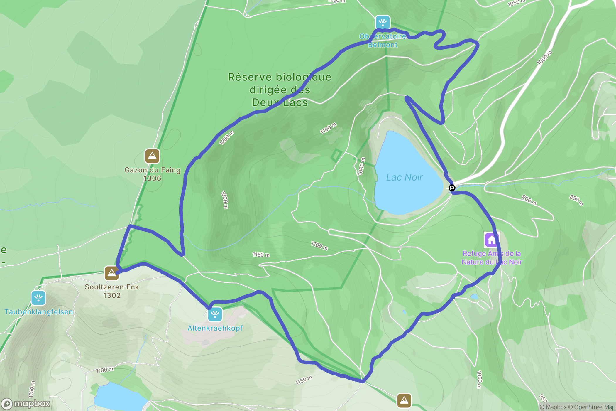 Orbey : carte du parcours de randonnée - France