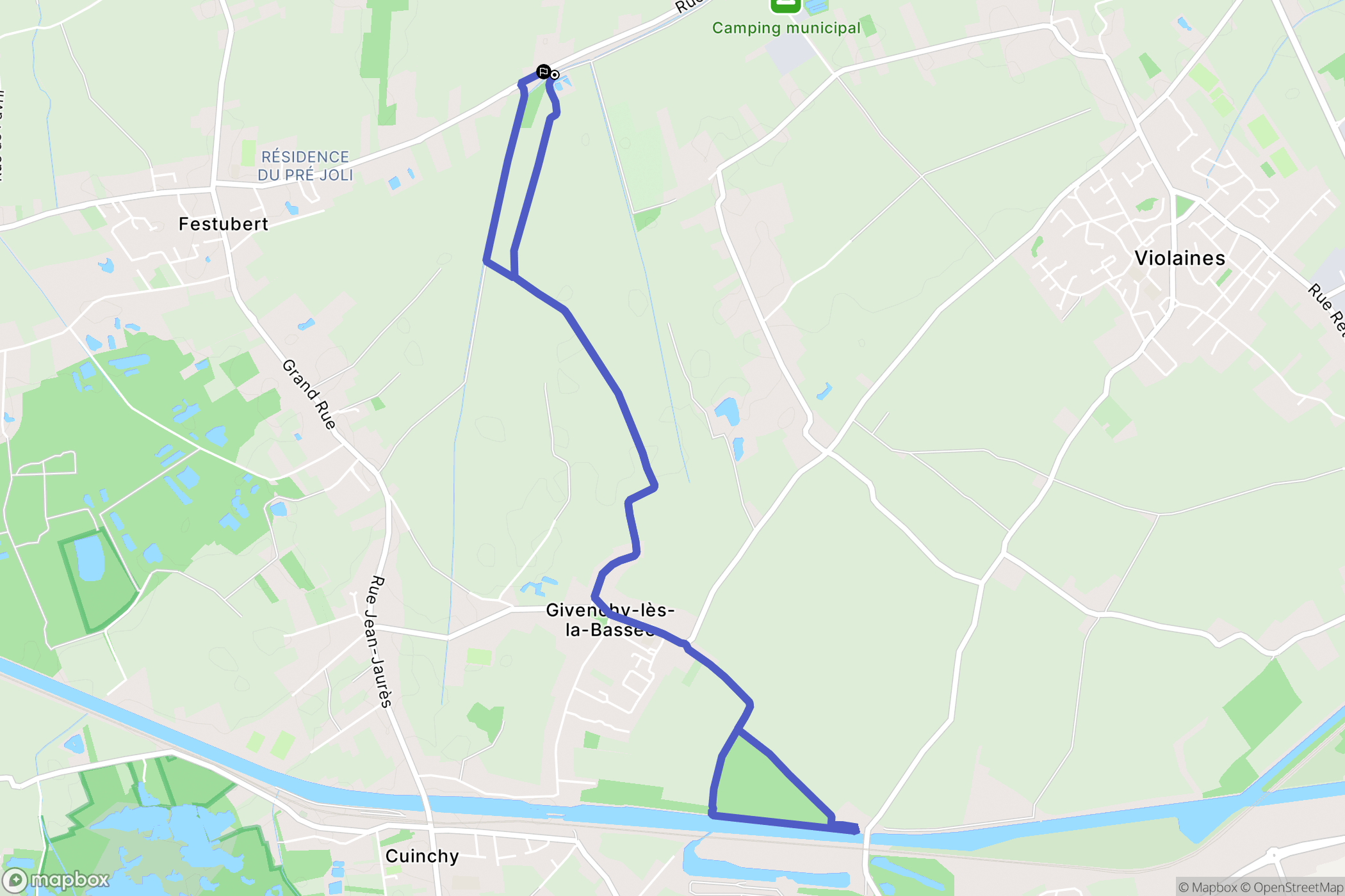 Festubert : carte du parcours de randonnée - France