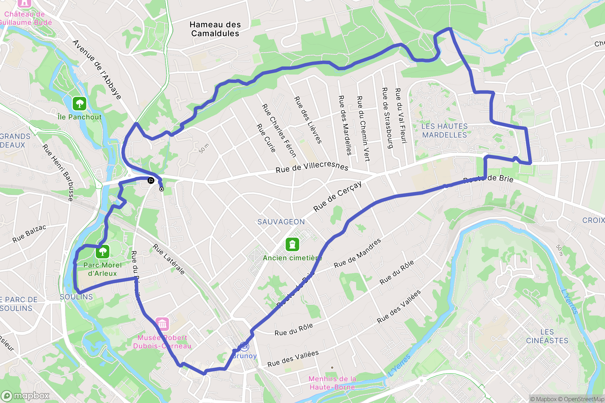 Brunoy : carte du parcours de randonnée - France